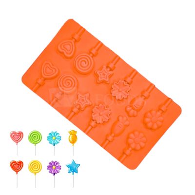 12 Cavity, Flower, Heart, Spiral, Star Shape Silicone Chocolate Mold, Lollipop, Hard Candy, Chocolate, Candy Making Tray, Soap, Ice cubes &amp; Resin Flexible Mold, Jelly, Gummy, Fondant Cake Decorations