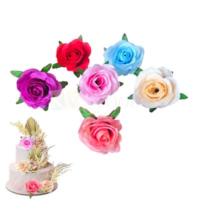 4 PCS Multicolor Big Non-Edible Rose, Poeny Flower, Length ~3 Inch, for Birthday Wedding Anniversary Engagement Christmas Cake Cupcake Function Decorations DIY Crafts Wall Home Hair Accessory Decor