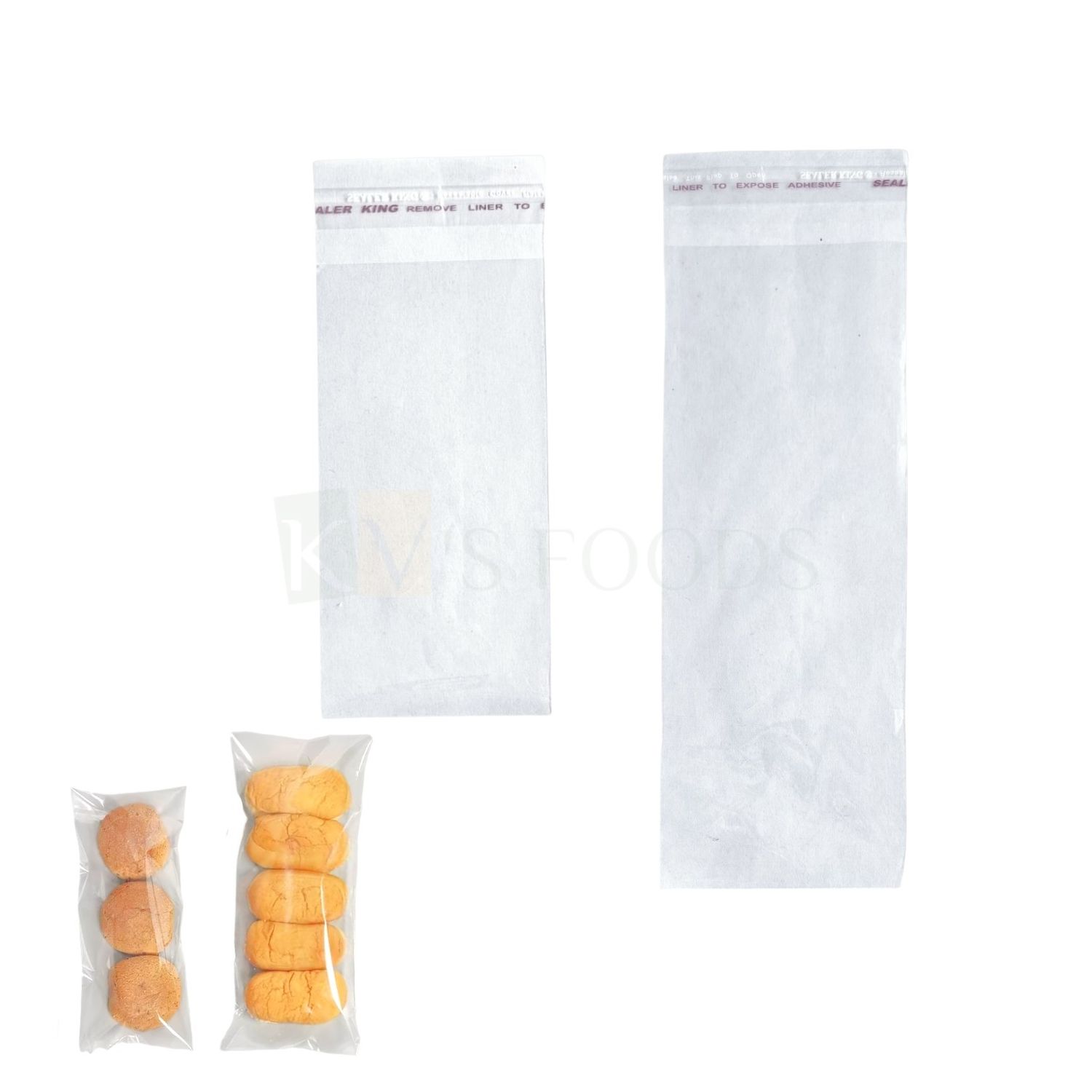 100 PCS Transparent Clear Plastic Cookie Bags Different Sizes (~ 5x2.5, ~7.8x3 Inch) for Packaging Resealable For Bakery, Adhesives, Candles Soap Biscuits, Plastic Cellophane Bags with self seal strip