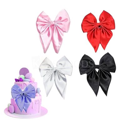 1 PC Baby Pink/Red/Black/White Big Satin Bow with Clip, Beautiful Bowknot Butterfly Shape Satin Bow DIY Side Cake Decorations, Girls Barbie, Princess Birthday Themed Party, Bridal Theme, Cake Toppers