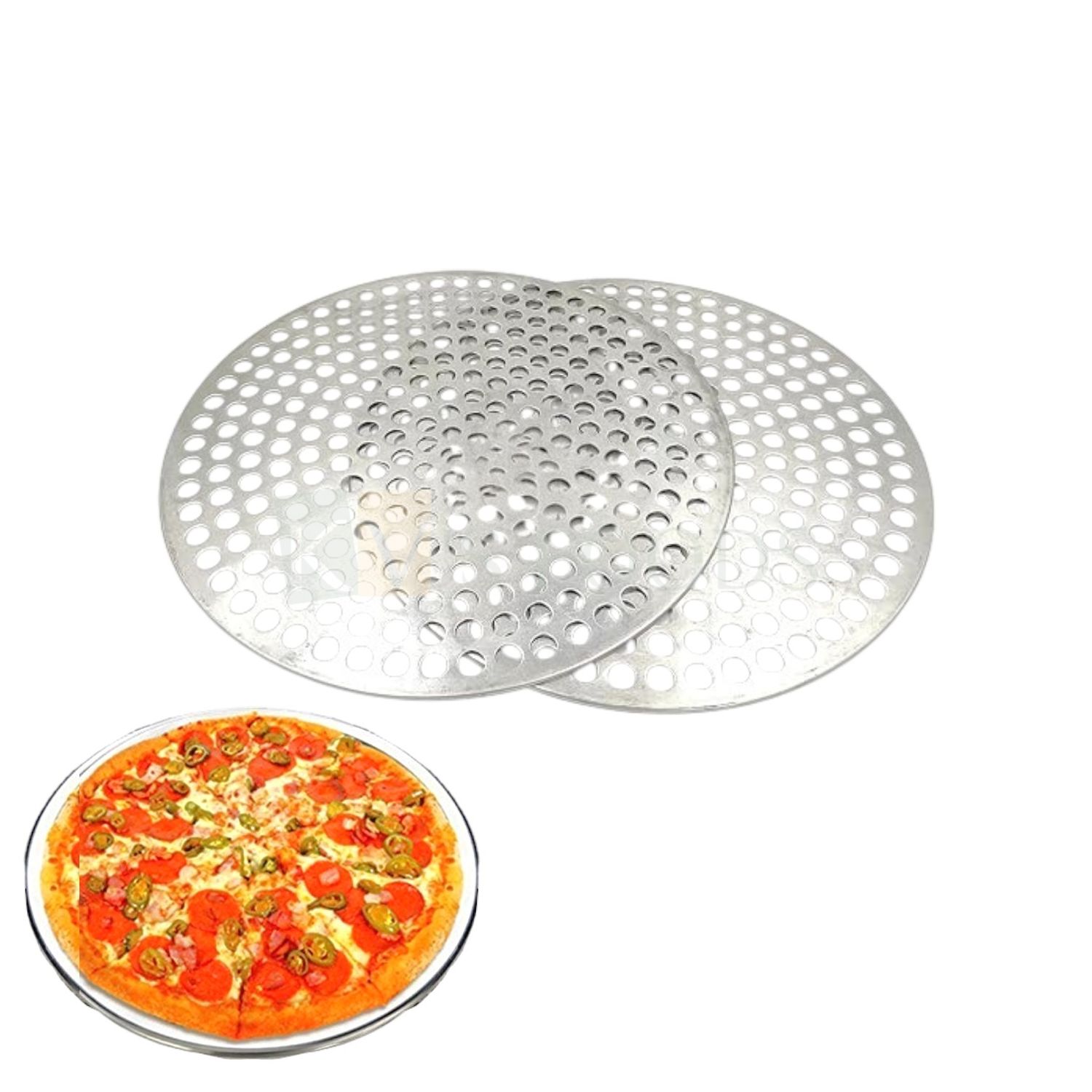 1 PC Aluminum Diameter 6 Inch, Small, Perforated Pizza Screen/Pizza Tray/Jali Big Holes Plate, For Baking, Oven, Bakeware Round, Cookies, Bread Pancake Sheet, Home, Cooking Kitchen Tools Accessories