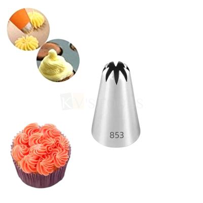 1 PC Stainless Steel Closed Star Icing Piping Cake Nozzle No 853, Flowers Birthday Wedding Cake Decoration 8 Teeth Tip, Frosting, Whipping, Butter Cream, Pastry, Desserts, Cupcake, Kitchen Tools