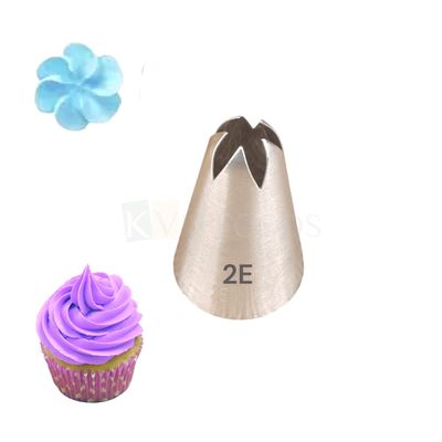 1 PC Stainless Steel Closed Star Icing Piping Cake Nozzle No 2E, Flowers Birthday Wedding Cake Decoration 5 Teeth Tip, Frosting, Whipping, Butter Cream, Pastry, Desserts, Cupcake, Kitchen Tools