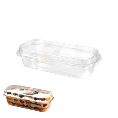 10PCS (Z599) Size 5.7 x 1.9 Inches, Height 2 Inch Capacity ~ 220 ML Transparent Plastic Rectangle Loaf Cake Container with Lid, Tiramisu Dessert Box, Chocolates Mousse, Pudding, Candies, Finger Food
