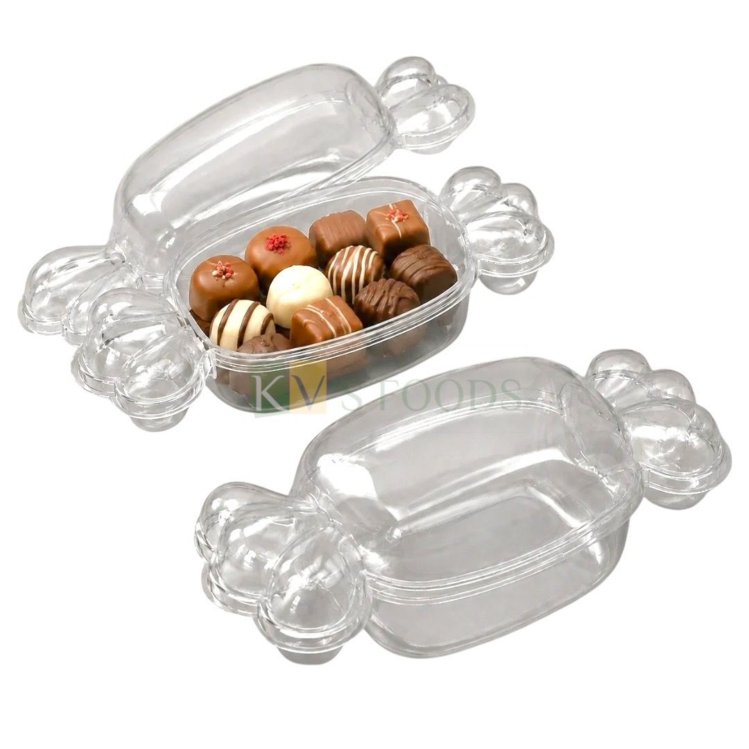 25PCS Transparent Plastic Candy Chocolate Shape Container with Lid, Chocolate, Candy, Macaroons, Cookies and More