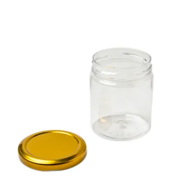 Set of 10 PET JARS 200 ML WITH METALLIC GOLD LUG CAP Clear transparant Jar, Mousse Chocolate, Dryfruits, Candy, Spices, salsa, Multipurpose Round Airtight Jar Cake Packaging