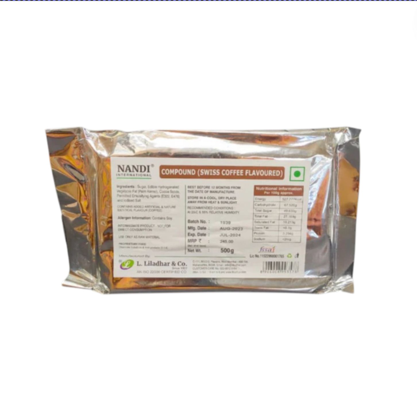 Nandi Swiss Coffee Flavoured Chocolate Compound 500gm