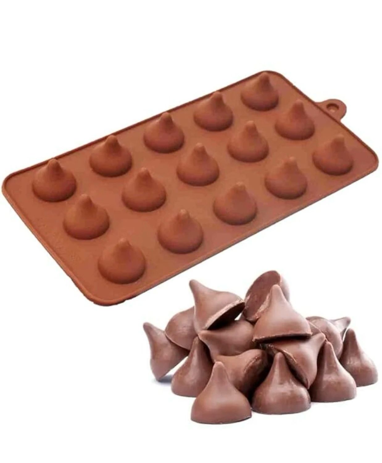 1 PC Hershey's Kisses/Modak Shape 15 Cavities/Slot Chocolate Mould for Candy, modak Filling, Silicon Fondant Cupcakes Decoration Cake Border Decorating for Ganesh Chaturti, Ganapati Festival Theme
