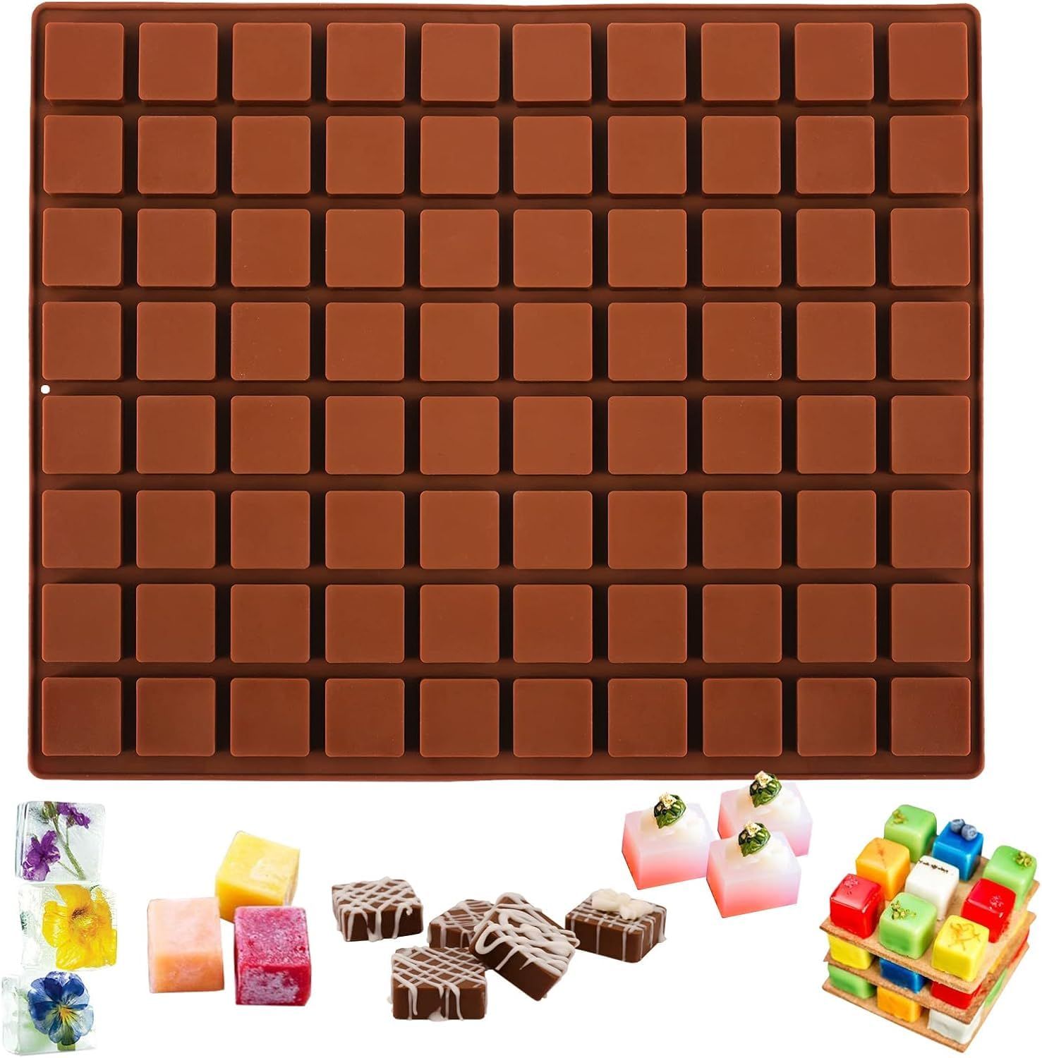 80 Cavity Square Silicone Chocolate, Candy, truffle, Ice Cube Tray, Grid ,Hard Candy, Pralines Gummy Jelly DIY Mould, make bulk chocolates for festive season