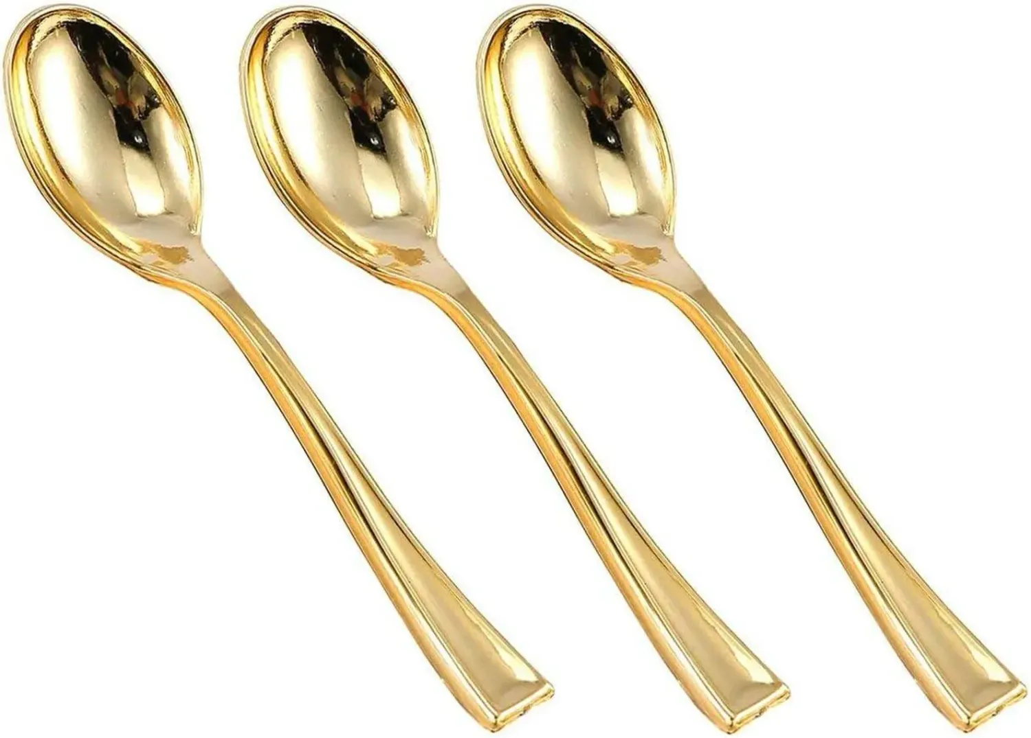 50 PCS Disposable Mini METALLIC GOLD SPOON for Ice-Length 4 Inch, cream, Dream cake tins, Desserts, Party Catering Takeaway Food Service, Picnic, Bday Weddings Multipurposes Spoons