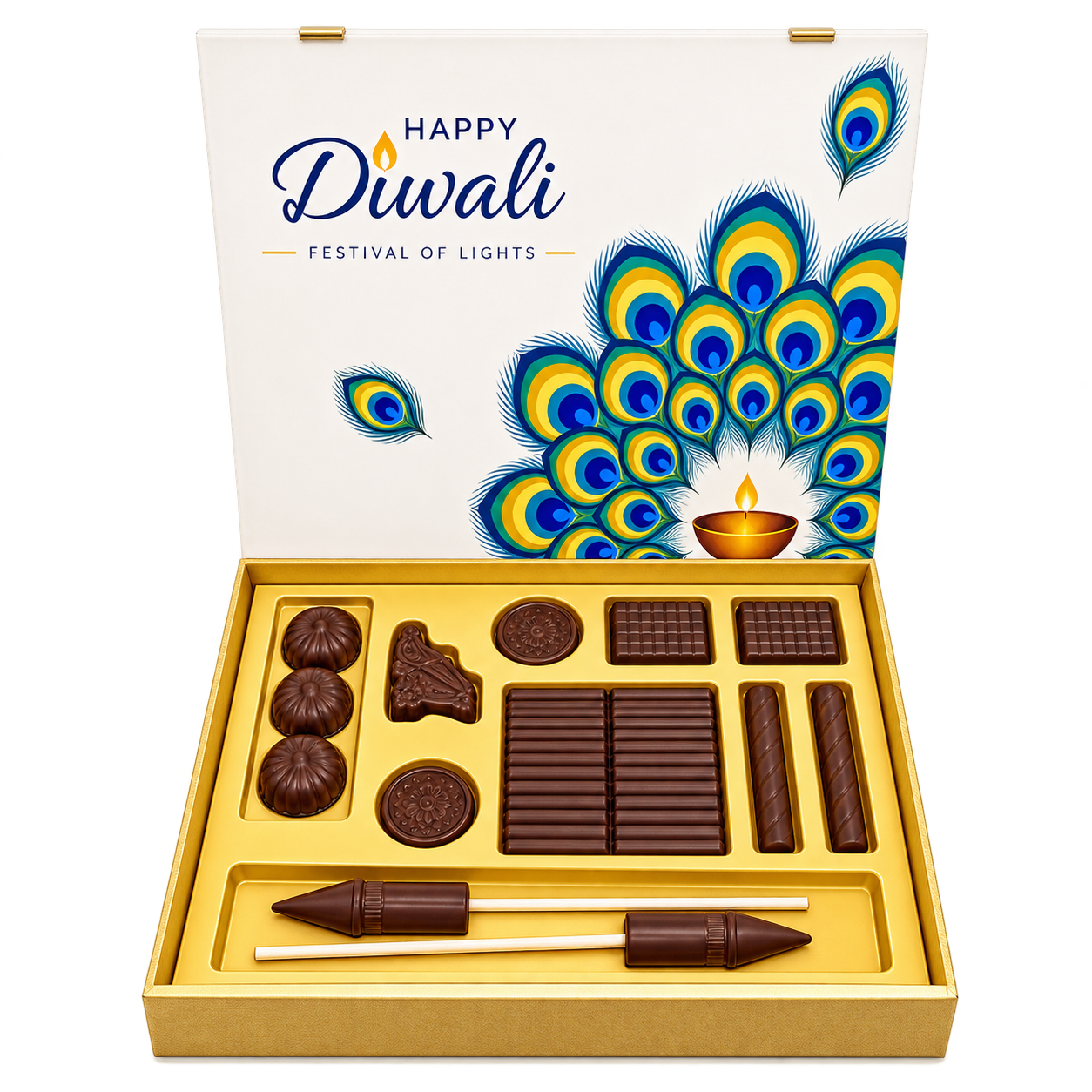Set of 10 PCS Square Diwali Fire Crackers Cavity, Fatake Boxes, Diwali Printed Chocolate Slider Box Festive Design Patterns and Colour Packaging DIY Gift box