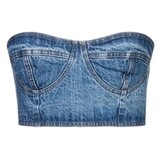 Top cropped in denim GCDS