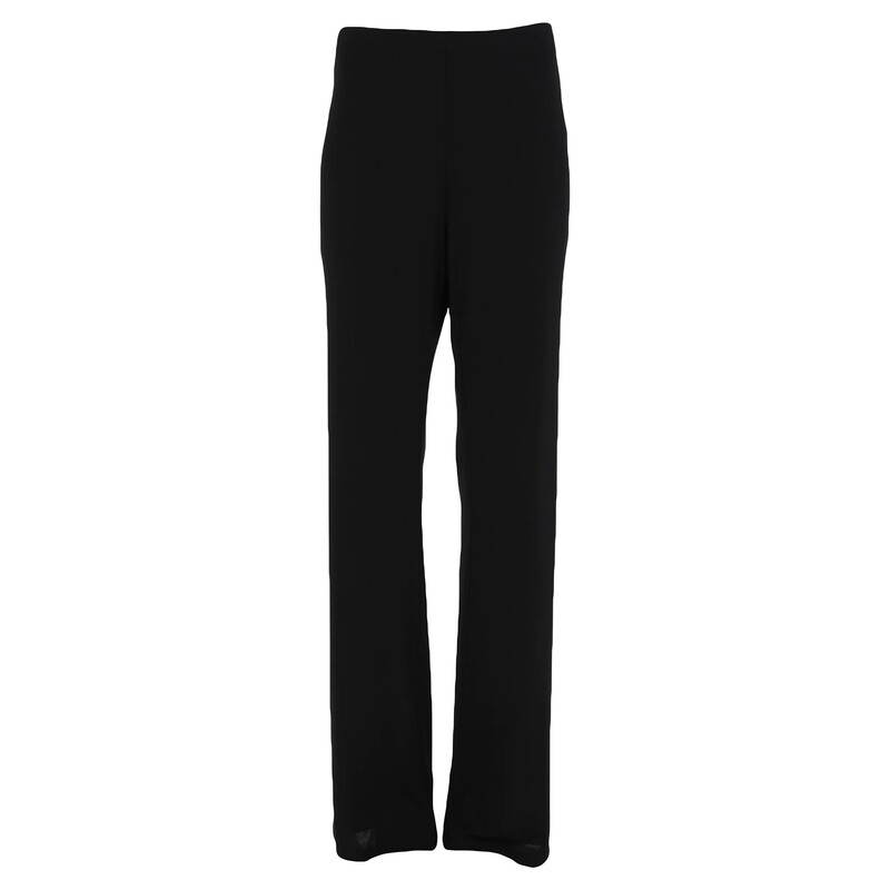 Women’s Fluid Pants Black Elastic Waist - High Waist, Chic, Straight