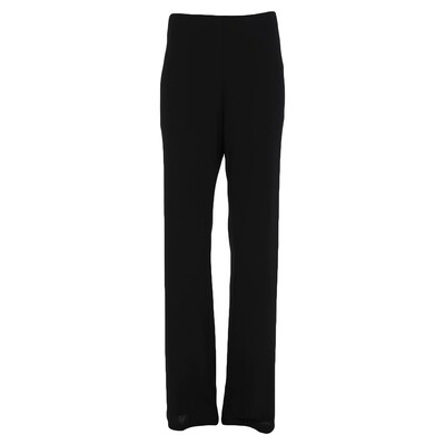 Pantalón Fluido Mujer Negro Cintura Elástica - Cintura Alta, Chic, Recto