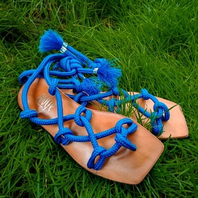 Spartiates corde à nouer - bleu - taille 36