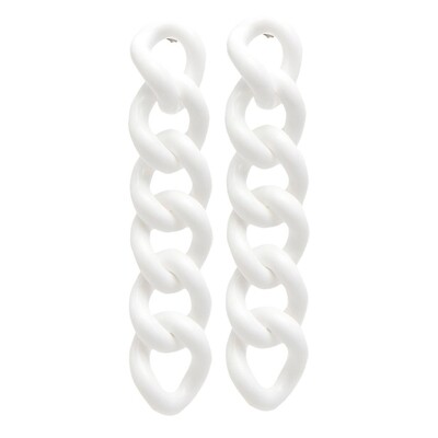 White Dangle Earring with Wide Links