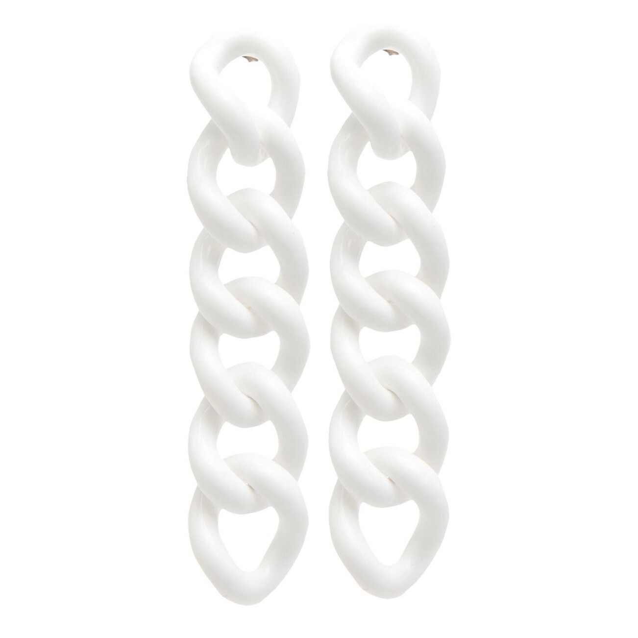 White Dangle Earring with Wide Links