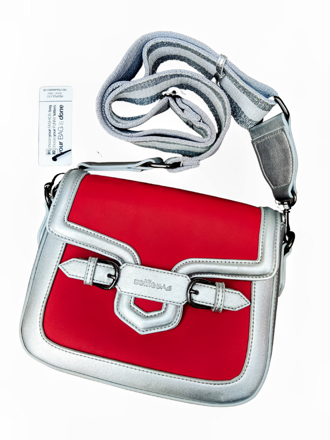 Red Women&#39;s Bag with Silver Strap