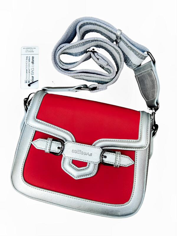 Red Women&#39;s Bag with Silver Strap