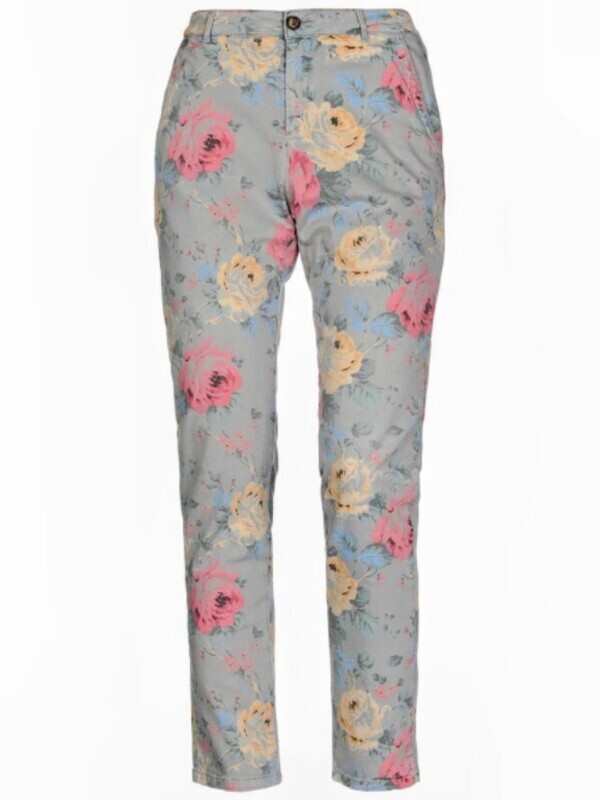 Floral Chino Pant in Grey for Women