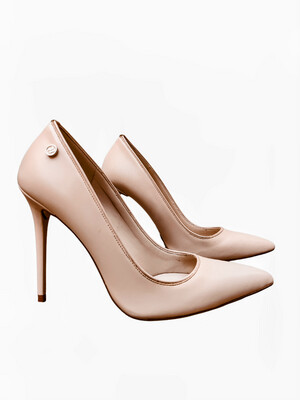 Women&#39;s Beige Pink High Heel Vegan Leather Pump - Trussardi