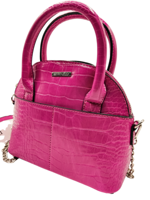Petit sac rose fuchsia à bandoulière - effet croco Petit sac rose fuchsia à bandoulière - effet croco