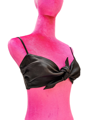 Women&#39;s leather tie-front crop top