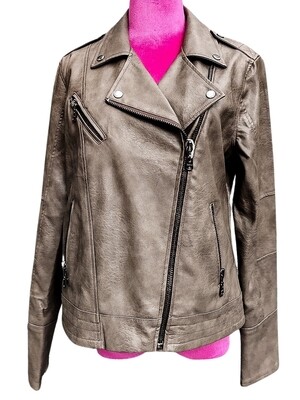 Women&#39;s brown leather vegan perfecto