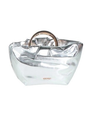 Small Silver Leather Shoulder Bag for Women
