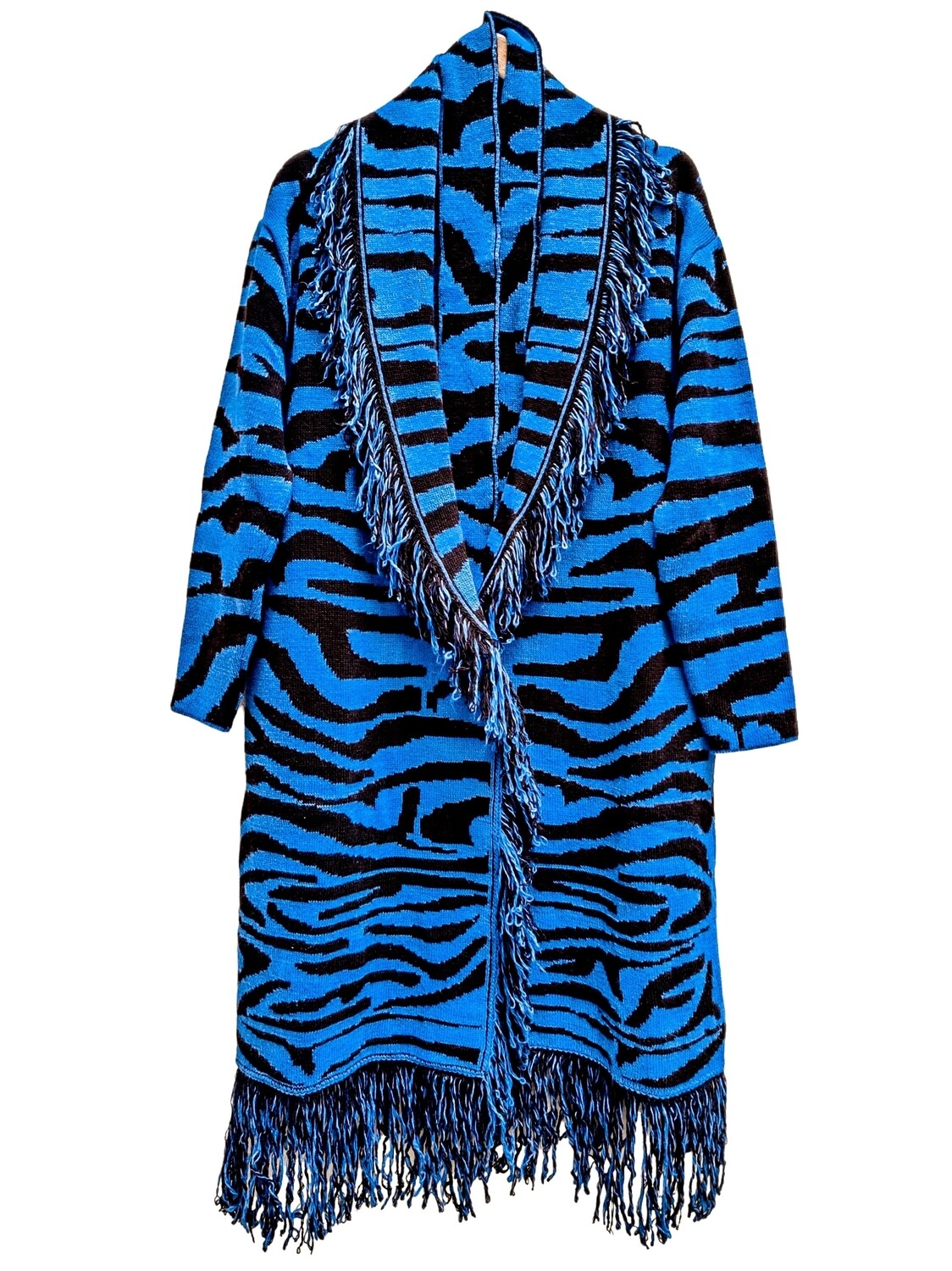 Women&#39;s long printed wool cardigan