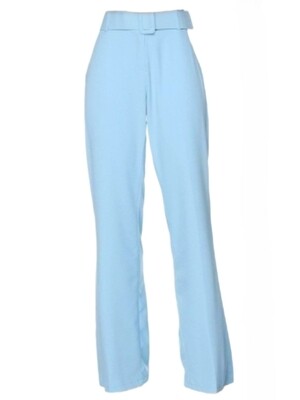 High waisted women suit pants sky blue