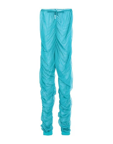 Women&#39;s gathered transparent fishnet leggings in turquoise blue