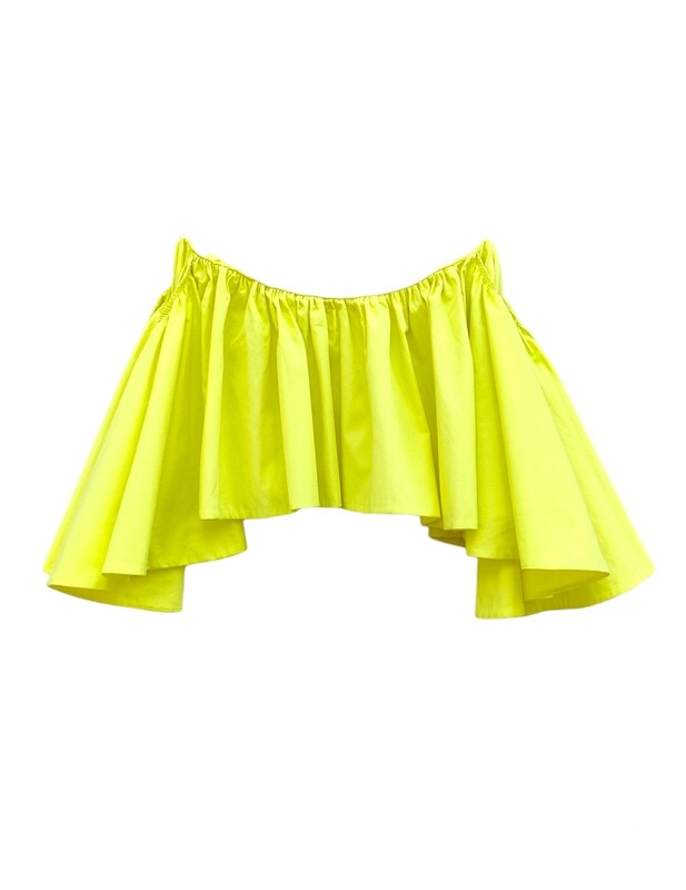 Yellow Ruffle Top with Off-Shoulder