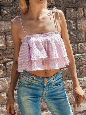 Pink Ruffled Top for Women – Sizes M &amp; L