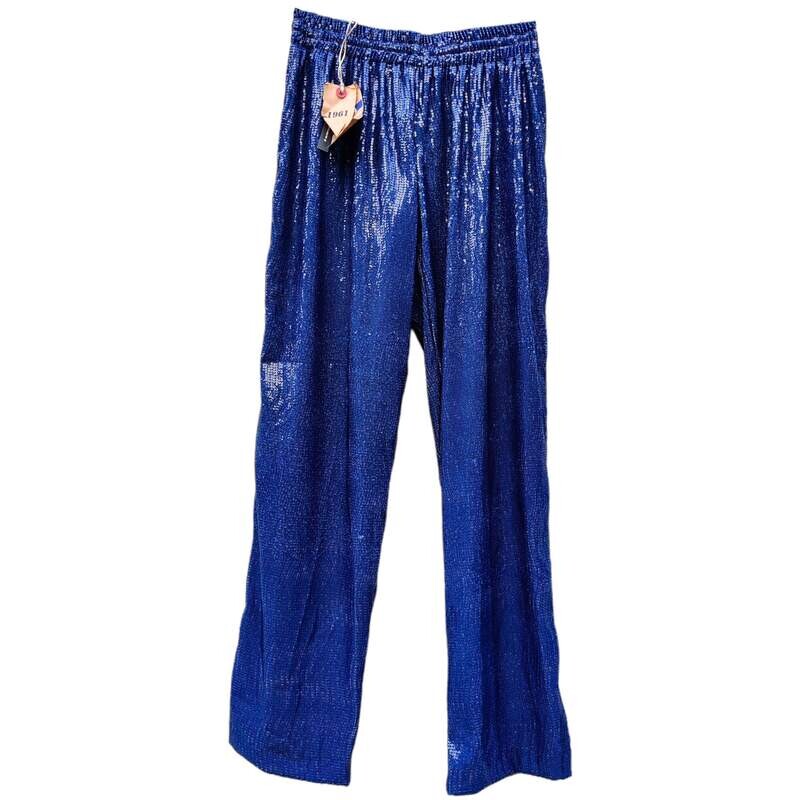 Women’s Jogging Pants with Sequins - Blue with Side Stripes
