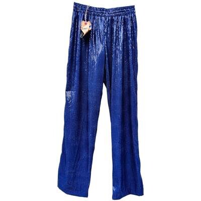 Pantalón Jogging Mujer con Lentejuelas Azules - Bandas Laterales