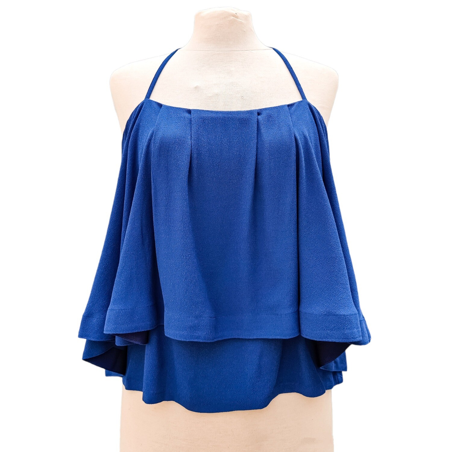 Navy Blue Flowy Top with Thin Straps - Woman