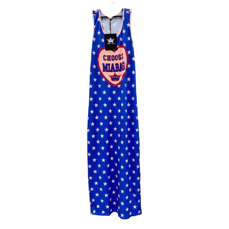 Long sleeveless dress, star print