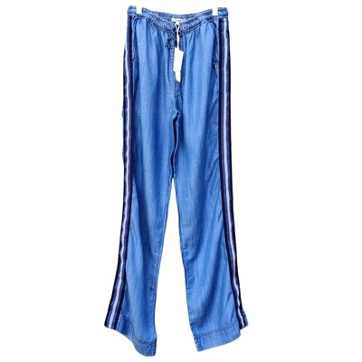 Pantalon lyocell denim femme fluide avec bandes latérales 