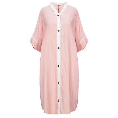 Peach Pink Silk Shirt Dress - Size S
