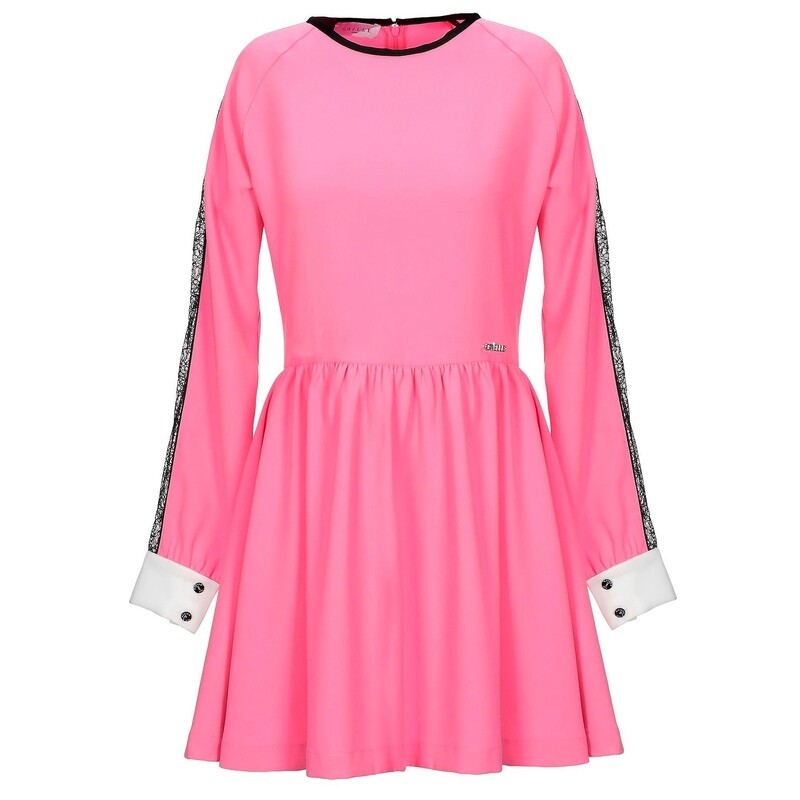 Pink Skater Dress with Long Sleeves