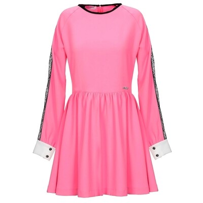 Pink Skater Dress with Long Sleeves