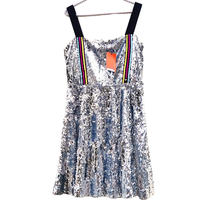 Robe courte argentée à sequins – soirée girly évasée – 40 • 42