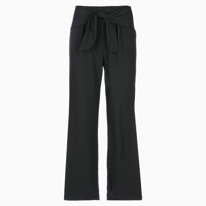 Black Palazzo Pant for Women - Elastic Waistband with Tying Belt