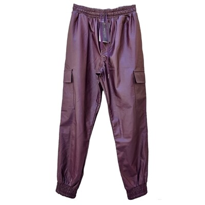 Pantalon cargo jogger cuir - Angela Mele Milano