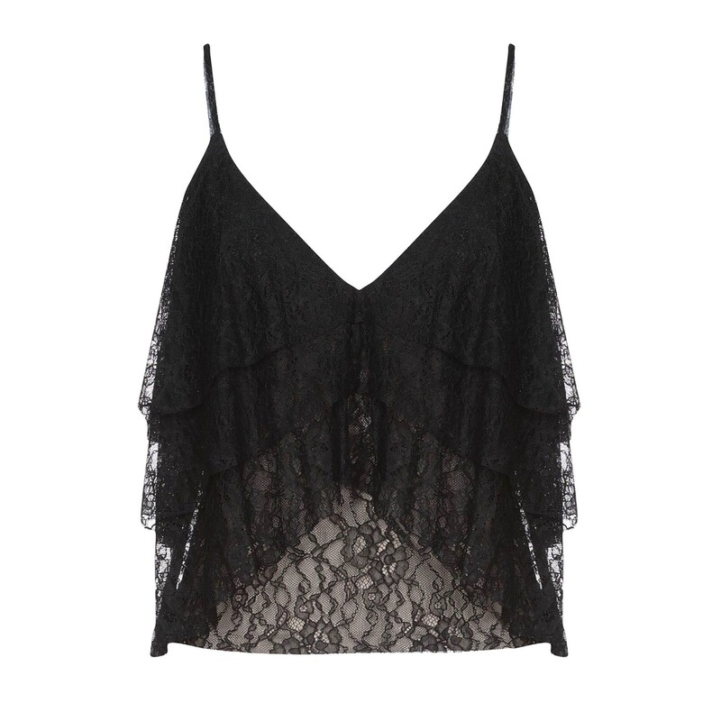 Top dentelle noir à fines bretelles - Alice Olivia