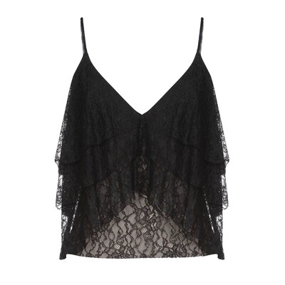 Top dentelle noir à fines bretelles - Alice Olivia