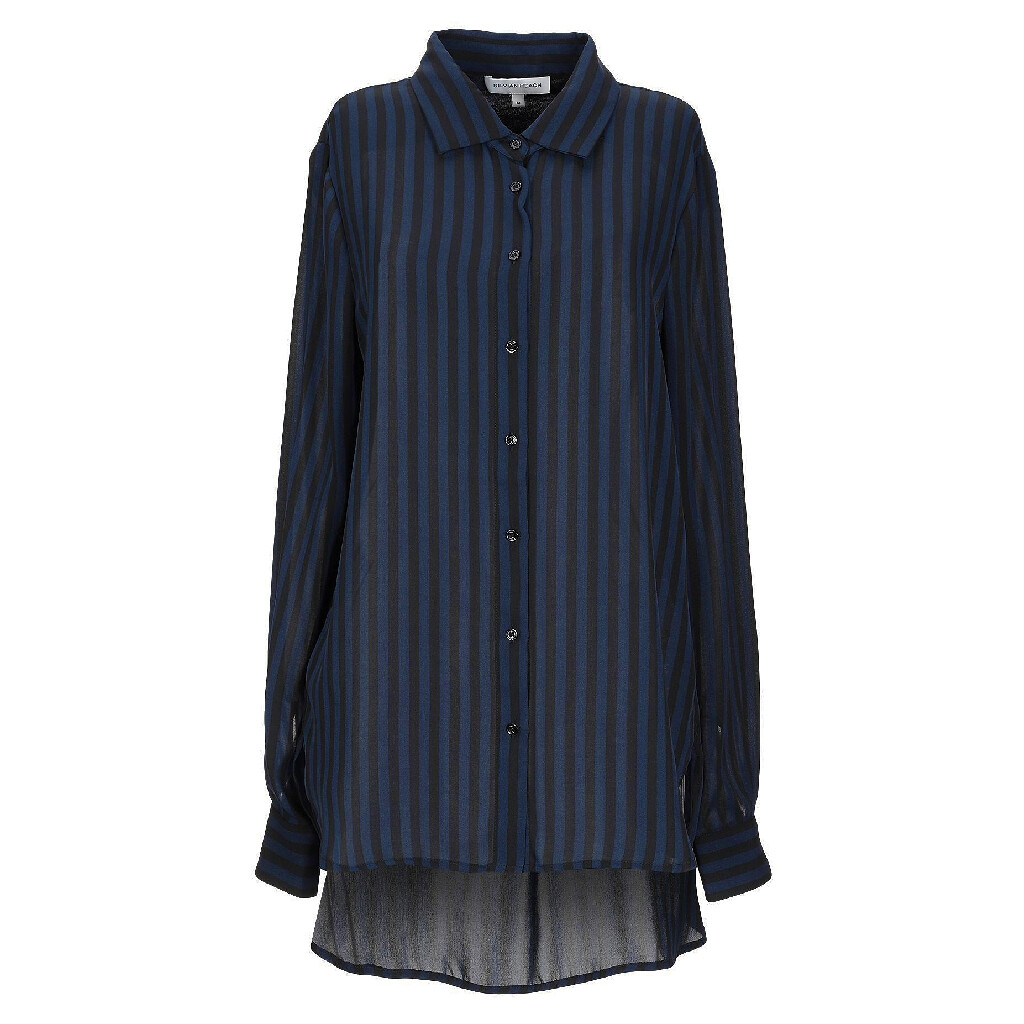 Chemise transparente à rayures bleu marine verticale