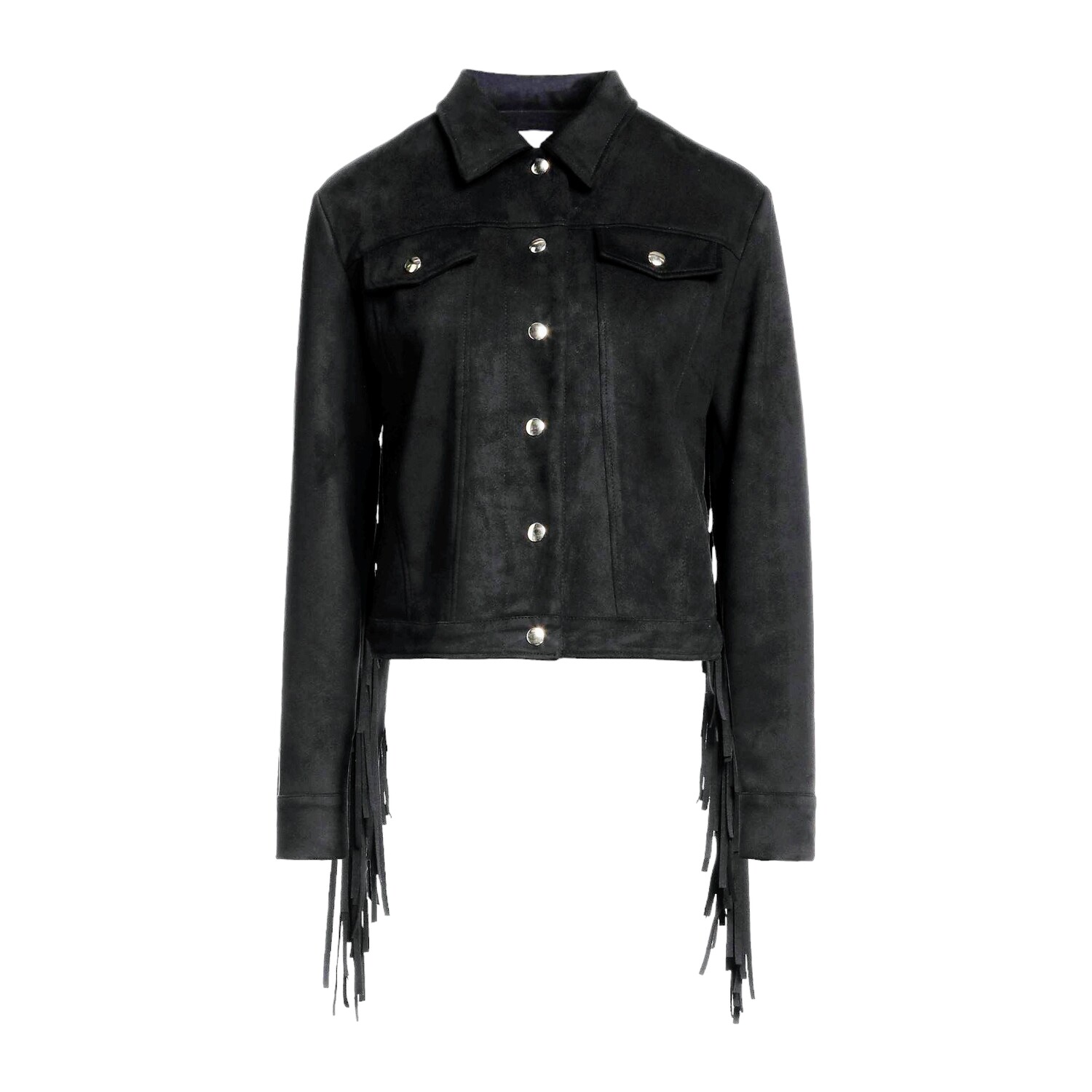 Veste noire femme en velours à franges