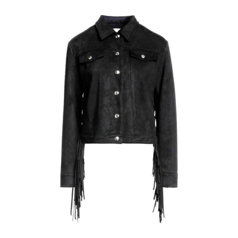 Veste noire femme en velours à franges